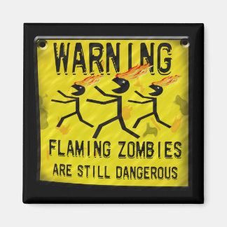 Flaming Zombies Warning Sign Magnets