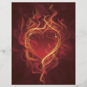 FlamingHeart fire dark red love flames heart shape Flyer