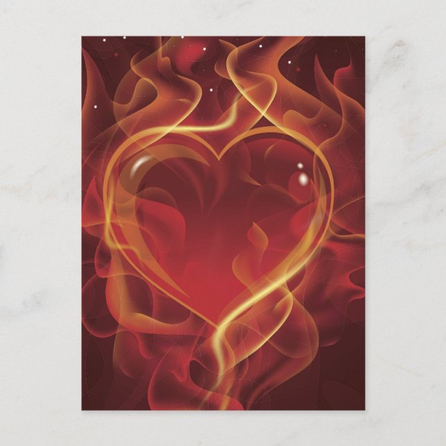 FlamingHeart fire dark red love flames heart shape Postcard (Front)