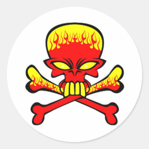 flamingl skull and crossbones classic round sticker