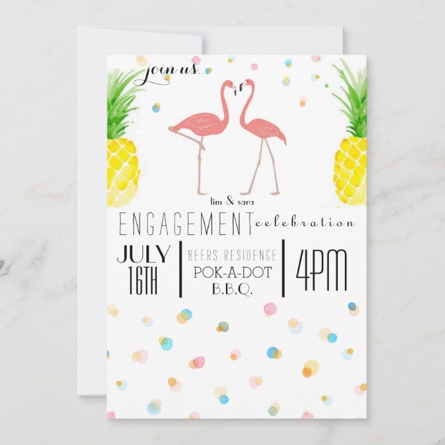 FLAMINGLE Engagement Invitation (Front)