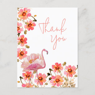 Flamingle Floral Thank You Postcard