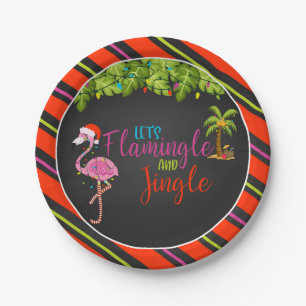 Flamingle & Jingle Christmas Party Paper Plate - B