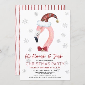 Flamingle & Jingle Santa Flamingo Christmas Party Invitation