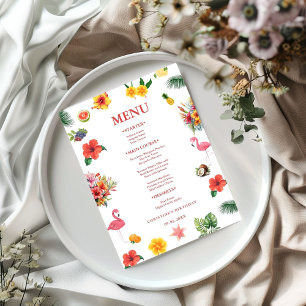Flamingle Luau Floral Tropical Summer Birthday Menu