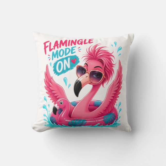 Flamingle Mode On Pink Flamingo Pool Float Summer  Cushion (Front)