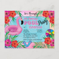 Flamingle Pink Floral 5th Birthday Pool Party