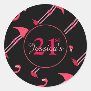 Flamingo 21st Birthday Classic Round Sticker