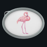 Flamingo 2 belt buckle<br><div class="desc">Watercolor painting of a pink flamingo bird</div>
