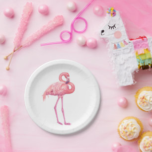 Flamingo 2 paper plate