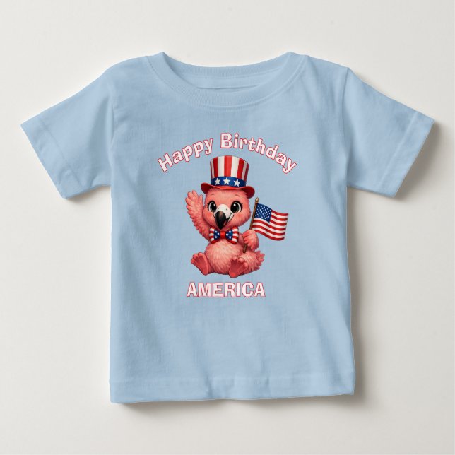 Flamingo (4f) Patriotic Kid T-Shirt (Front)