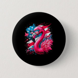 Flamingo 4th Of July American Flag Patriotic  6 Cm Round Badge