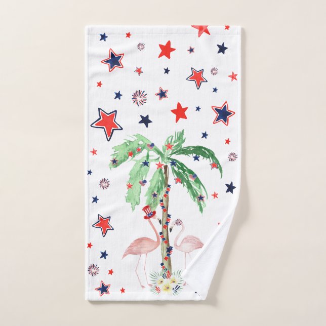 Flamingo 4th of July Hand Towel (Hand Towel)