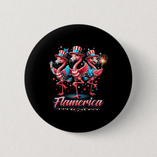 Flamingo 4th Of July Patriotic Usa Independence Fl 6 Cm Round Badge