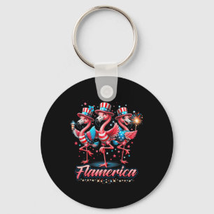 Flamingo 4th Of July Patriotic Usa Independence Fl Key Ring