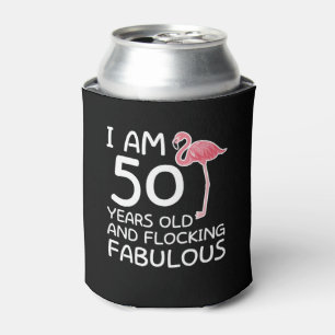 Flamingo 50th Birthday Flocking Fabulous Can Cooler