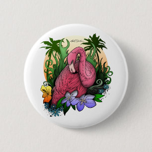 Flamingo 6 Cm Round Badge