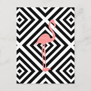 Flamingo - abstract geometric pattern - pink. postcard