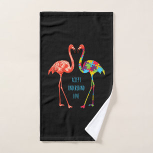 Flamingo Accept Understand Love Autism Flamingo Hand Towel