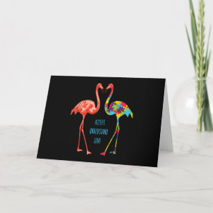 Flamingo Accept Understand Love Autism Flamingo Holiday Card