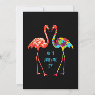 Flamingo Accept Understand Love Autism Flamingo Holiday Card