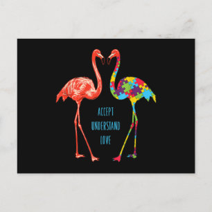 Flamingo   Accept Understand Love Autism Flamingo Invitation Postcard