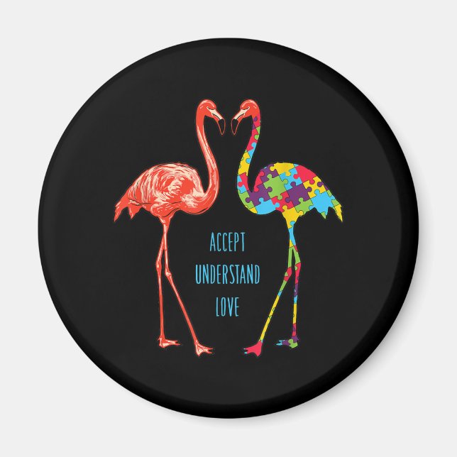 Flamingo | Accept Understand Love Autism Flamingo Magnet (Front)