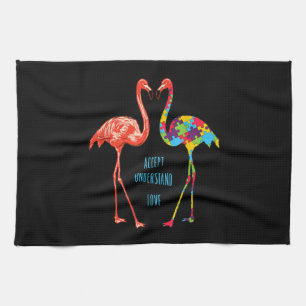 Flamingo   Accept Understand Love Autism Flamingo Tea Towel