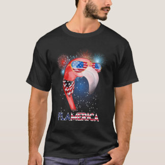 Flamingo American Flag Flamerica 4th Of July Usa P T-Shirt