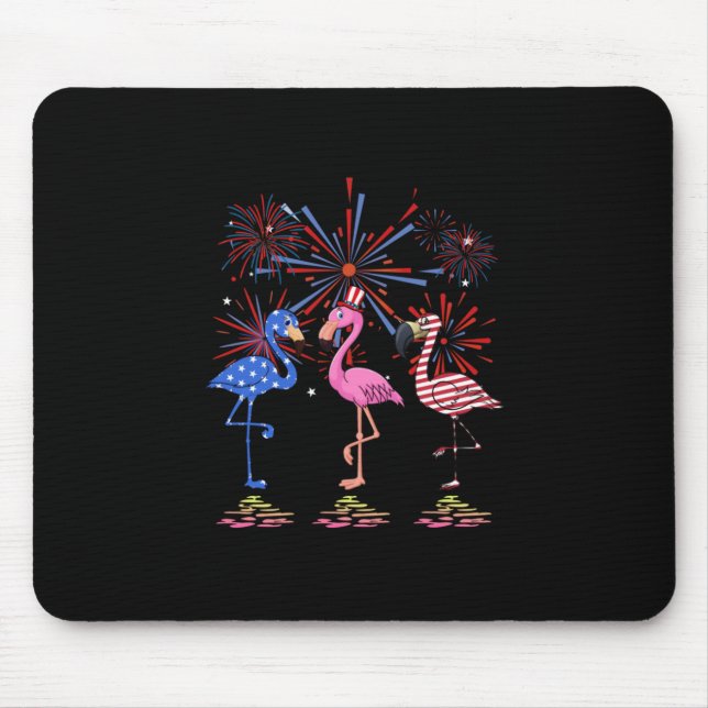 Flamingo American Flag For 4th July Mouse Pad (Front)