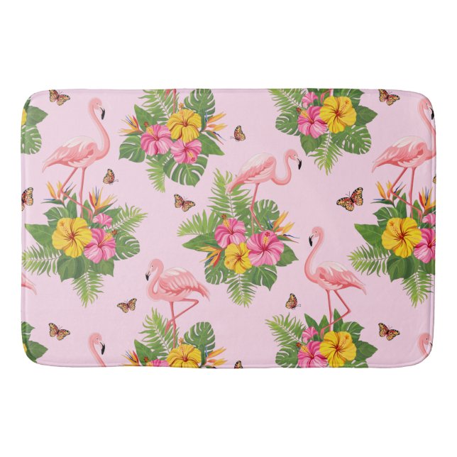 Flamingo and Butterflies 1 Bath Mat (Front)