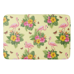 Flamingo and Butterflies 2 Bath Mat