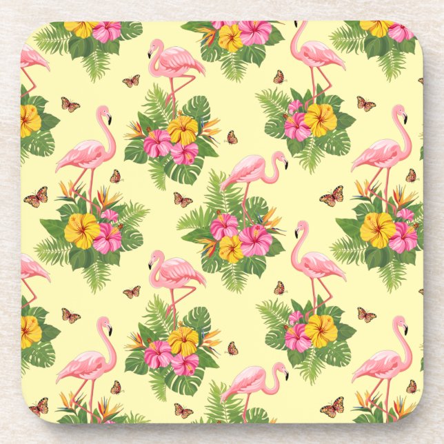 Flamingo and Butterflies 2 Coaster (Front)