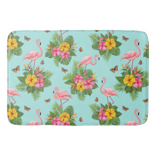Flamingo and Butterflies 3 Bath Mat