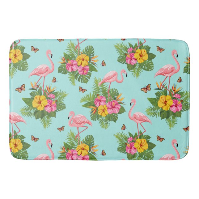 Flamingo and Butterflies 3 Bath Mat (Front)