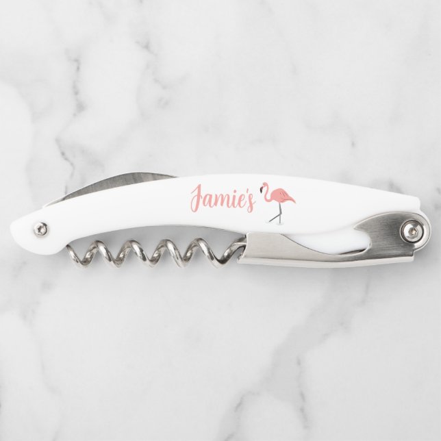 Flamingo and Customised Name Corkscrew (Back)