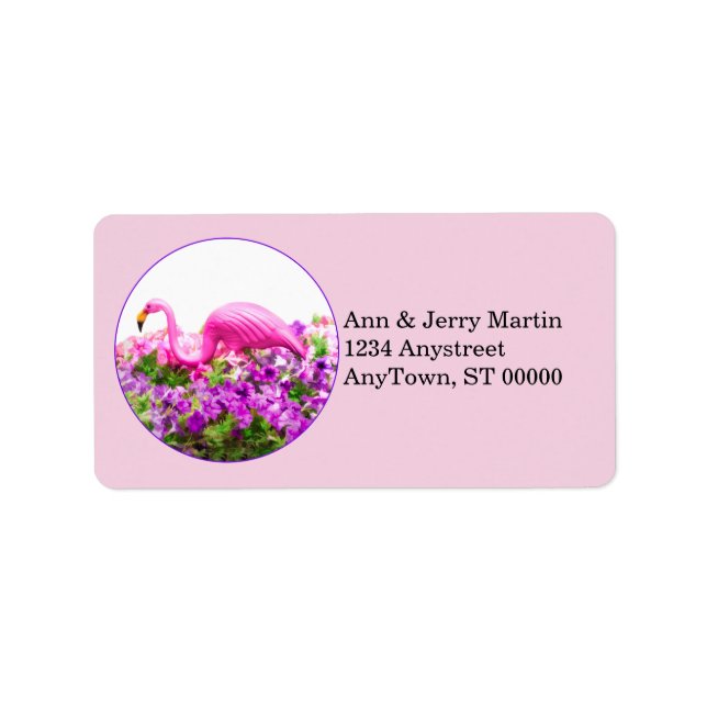 Flamingo And Flowers On Pink  Label (Front)