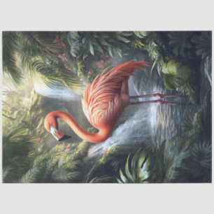 Flamingo and Jungle Waterfall Decoupage Tissue Paper