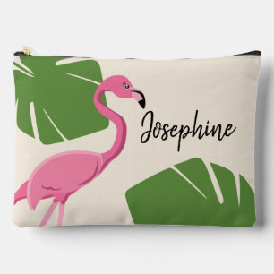 Flamingo and leaves Tropical custom bachelorette  Accessory Pouch