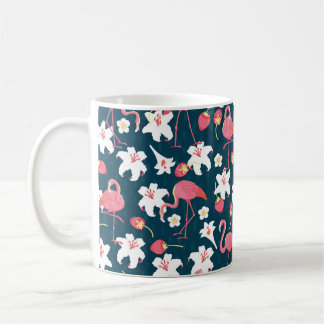 Flamingo and Lilies Tropical vintage Seamless Patt Coffee Mug