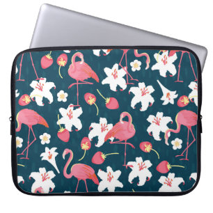 Flamingo and Lilies Tropical vintage Seamless Patt Laptop Sleeve