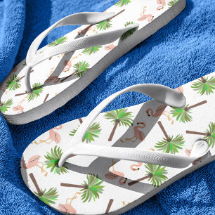 Flamingo And Palm Tree Pattern Thongs