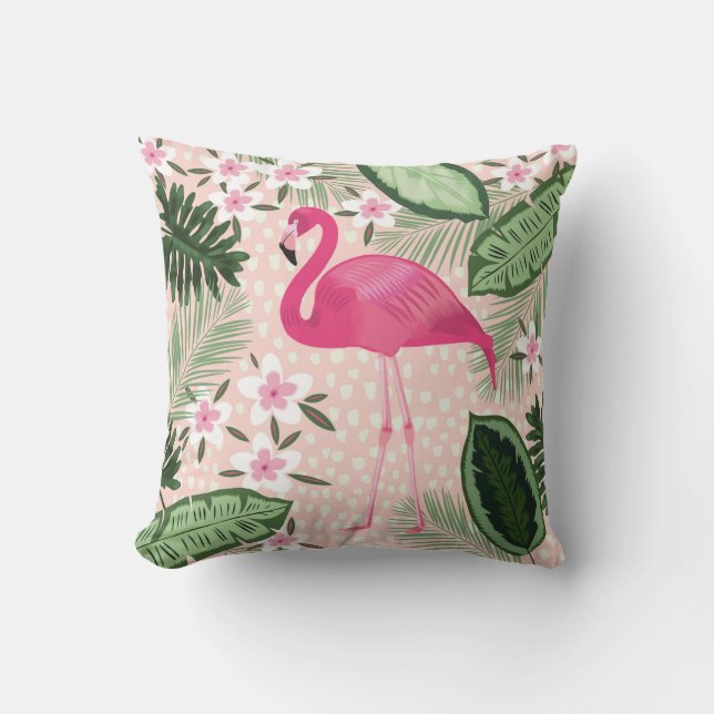 Flamingo and palm trees seamless pattern illustrat cushion (Front)