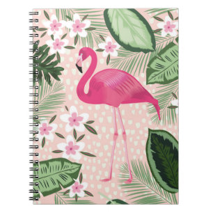 Flamingo and palm trees seamless pattern illustrat notebook