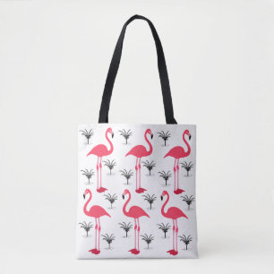 Flamingo and Palm Trees Tote Bag