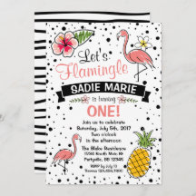 Flamingo and Pinapple Doodle Birthday Invitation