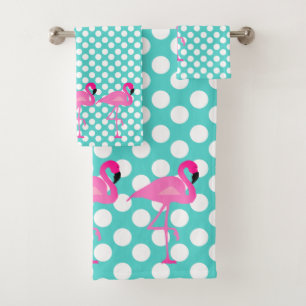 Flamingo and Polka Dot Bath Towel Set