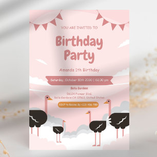 Flamingo Animal 1st Birthday Invitation