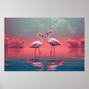 Flamingo Animal Bird Wildlife Wilderness Colourful Poster