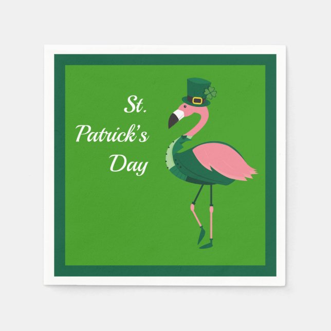 Flamingo Animal Green St Patrick’s Day Napkin (Front)